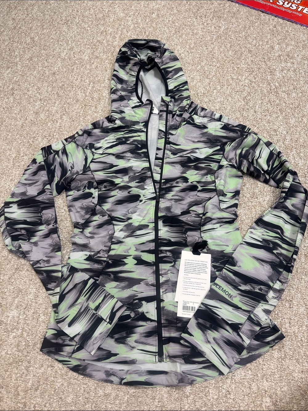 Lululemon Hooded Jacket in Black, Gray & Light Green